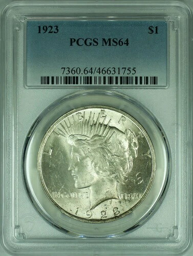 1923年 ピース銀貨 S$1 コイン PCGS MS-64 (37E)