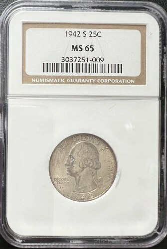 1942-S 25C ワシントン クォーター NGC MS 65