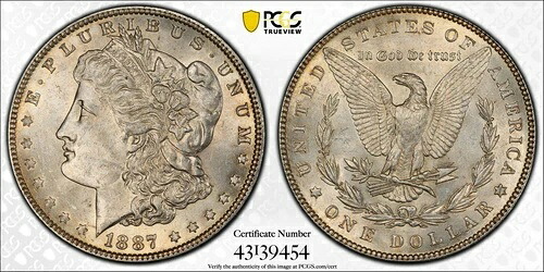 1887年モルガン・ダラー PCGS MS63 認定 43139454