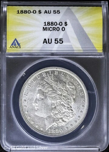 1880-O 1ドル モルガン銀貨 ANACS AU 55 | マイクロO