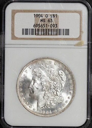 1904-O 1ドル銀モルガンドル MS 63 NGC # 695651-093 + ボーナス