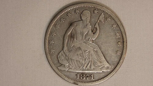 1871-S シーテッド・リバティ ハーフドルコイン - 銀 -50C