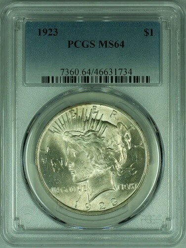 1923年 ピース シルバー ダラー S$1 コイン PCGS MS-64 (37K)