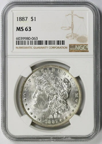 1887年 モルガン・ダラー銀貨 $1 MS 63 NGC