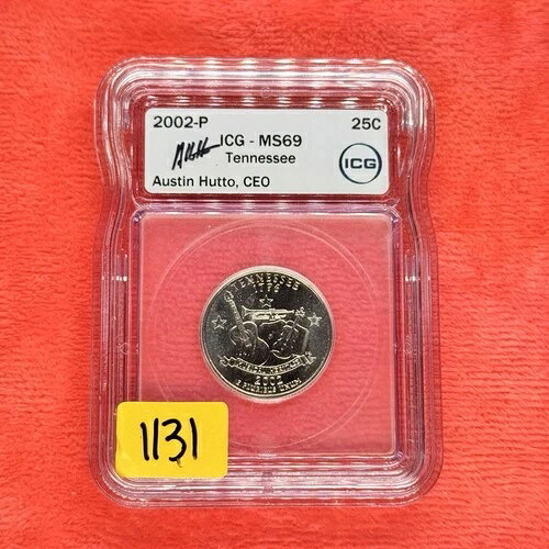 2002-P MS69 テネシー州 25セント硬貨 ビジネス ストライキ 25セント オースティン ハット サイン ICG。