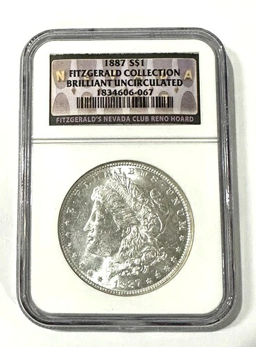 1887年 NGCブリリアント未流通モルガン銀貨 1ドル フィッツジェラルドコレクション