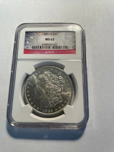 銀製モルガン・ダラー 1885 O NGC MS63