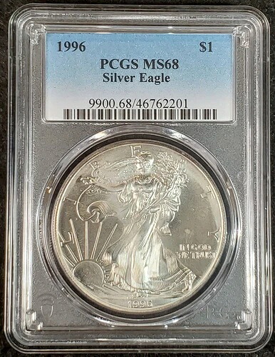 1996年 1ドル PCGS MS68 シルバー アメリカンイーグル 9900.68/46762201