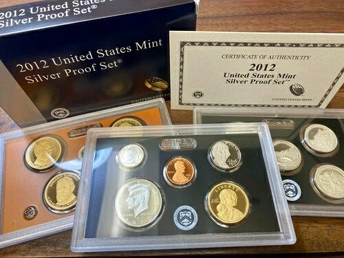 2012年 S 米国造幣局 シルバー プルーフ セット コイン 14枚 オリジナル 米国造幣局ボックスと品質証明書付き