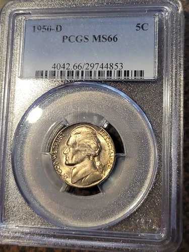 1950年-D ジェファーソン ニッケル PCGS MS66 キー日付 スーパー PQ!-
