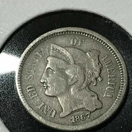 1867年 3セント ニッケル硬貨（旧型） 26,455円