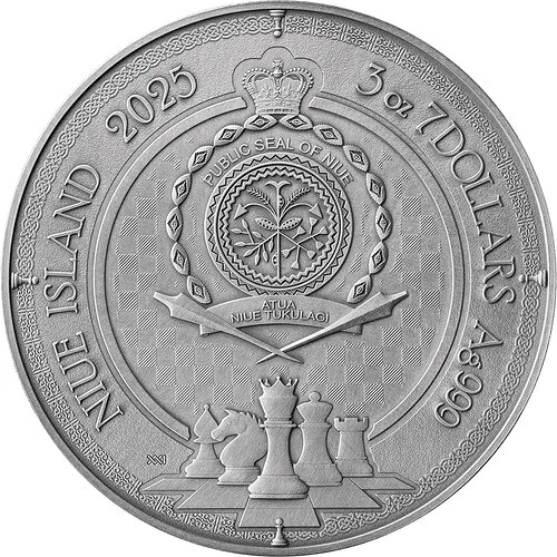 2025年 ニウエ チェスバトル キングズ・ギャンビット 3オンス アンティーク シルバー 金貨｜WORLD RESOURCE【QUEEN店】