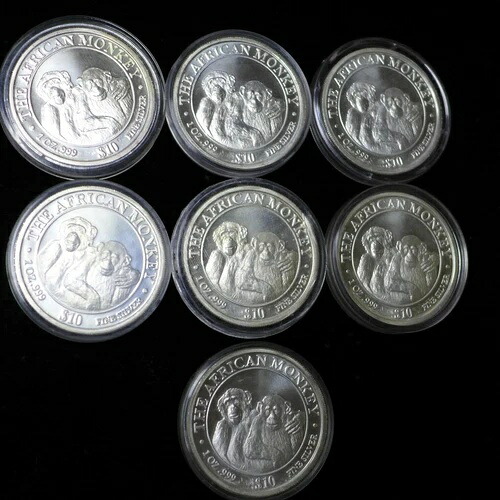 2000年 ソマリア 10ドル アフリカンモンキー 1オンス .999 シルバー 7個入り カプセル入り 希少｜WORLD RESOURCE【QUEEN店】