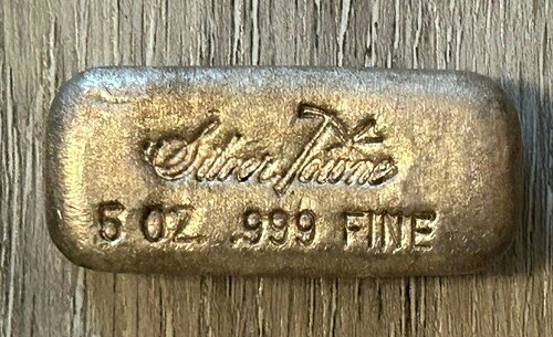5オンス SilverTowne 第2シリーズ ヴィンテージ 鋳造 .999 シルバーバー シリアル番号 06311
