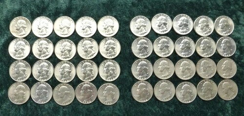 ワシントン銀貨25セント硬貨40枚入り、P&D造幣局、1958年、1960年、1961年、1962年、1963年｜WORLD RESOURCE【QUEEN店】