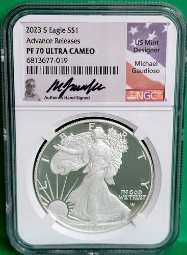 2023 Sプルーフ シルバーイーグル NGC PF70 マイケル・ガウディオーソ直筆サイン入り 先行発売