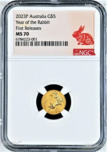 2023年 オーストラリア 地金 ゴールド 5ドル 卯年 NGC MS70 1/20オンス コイン FR