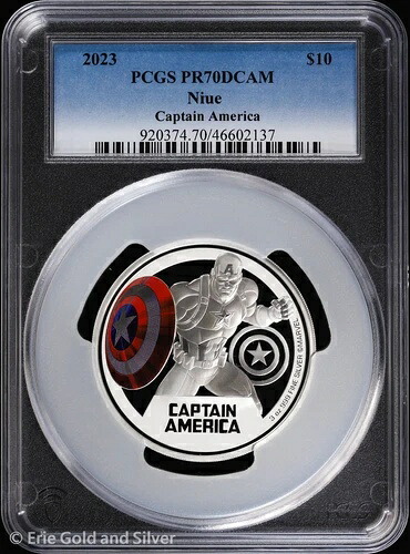 2023年 10ドル ニウエ 3オンス シルバー プルーフ キャプテン・アメリカ PCGS PR 70 DCAM