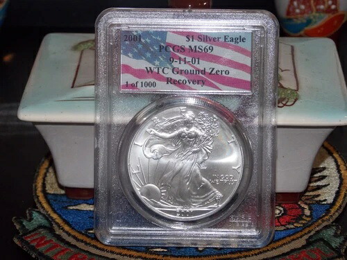 2001 *1/1000* MS69 シルバー アメリカンイーグル PCGS WTC ワールドトレードセンター 911