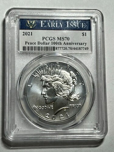 2021年 1ドル 100周年記念平和ドル PCGS MS70 初期発行