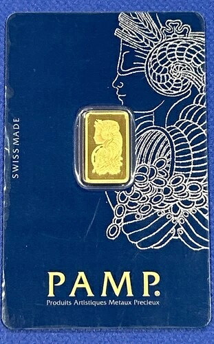 金 PAMP スイス フォルトゥナ 2.5 グラム .9999 鑑定書付き