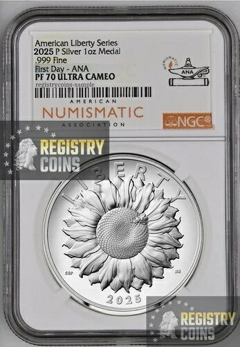 2025 P NGC PF70 アメリカン リバティ 1オンス シルバー プルーフ メダル - ANA 初日発行!!