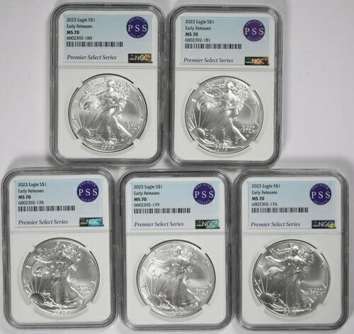 ロット5 コイン 2023 シルバーイーグル $1 MS 70 NGC 早期リリース プレミアセレクトシリーズ