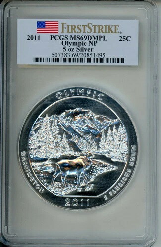2011 オリンピック NP ATB アメリカ ビューティフル 5オンス シルバー PCGS MS69 DMPL ファーストストライク FS