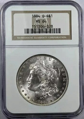 1884年 O モルガン銀貨 NGC MS-64