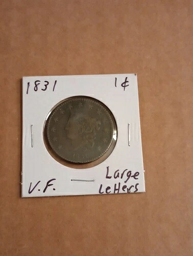 米国1セント、コロネットヘッドラージセント、1831年。VF
