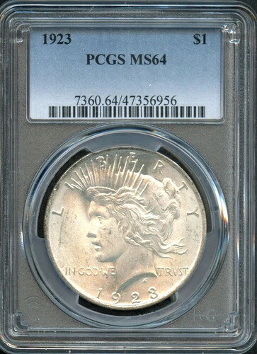 PCGS - ピースダラー - 1ドル - 1923年 - MS-64 - 7360