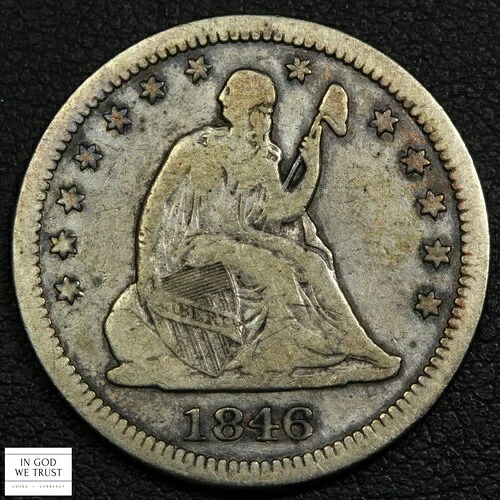 1846年 自由の女神像 銀貨 25セント