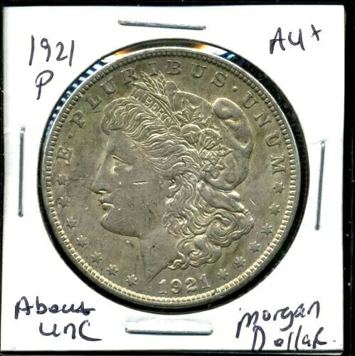1921年 P AU モルガンドル 100セント 未流通 90%銀 US $1 コイン #4986