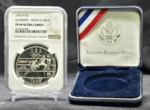 1995年 オリンピック - 陸上競技 $1 - NGC PF69 UC - シルバーコイン ブラウンラベル