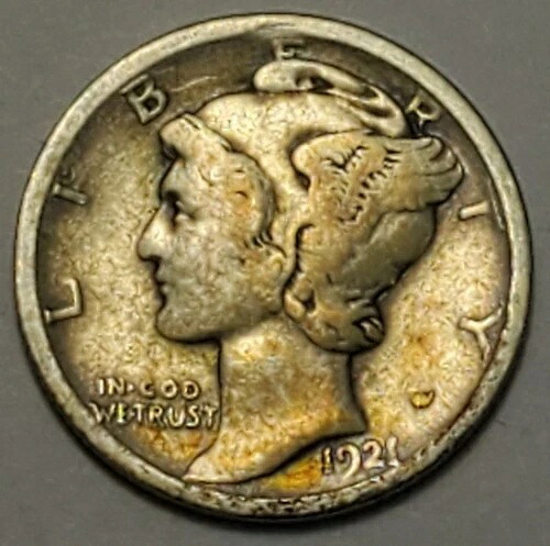 #4 ナイサー 低鋳造枚数 1921 D ウィングド リバティ ヘッド マーキュリー ダイム 42,240円