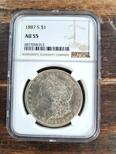 1887年 S モルガン銀貨 NGC AU55
