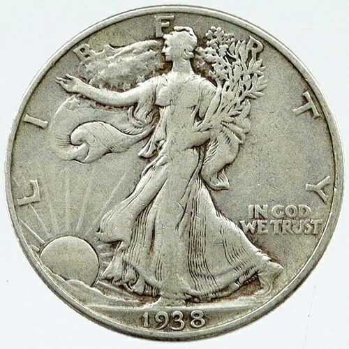 1938年 P アメリカ合衆国 シルバー ウォーキング・リバティ ハーフドルコイン イーグル付き i117061｜WORLD RESOURCE【QUEEN店】