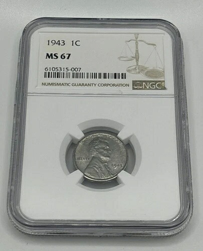 1943年 1C NGC リンカーンスチール ウィートセント MS67