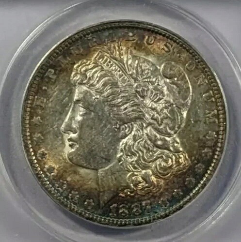 1887年 O モルガン銀貨 ANACS AU-55 クリーニング済みトーン