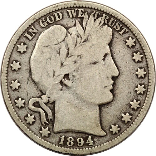1894年 バーバー ハーフドル 50セント、良品 F