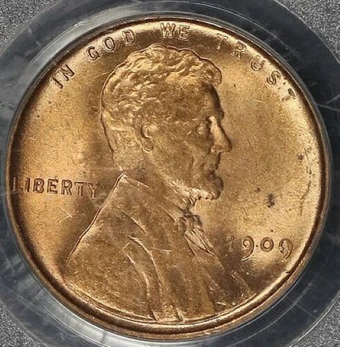 1909 VDB リンカーン ウィートセント PCGS MS 64 レッド 美しい光沢とフルレッド 69,300円
