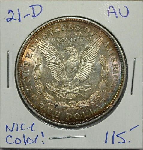1921 D モーガン シルバー ドル AU - 素晴らしい色調! 45,045円
