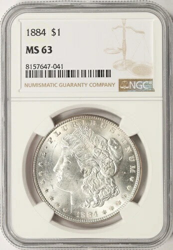 1884年 1ドル モルガン銀貨 NGC MS63
