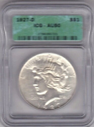 1927-D 1ドル平和銀貨 ICG AU 50