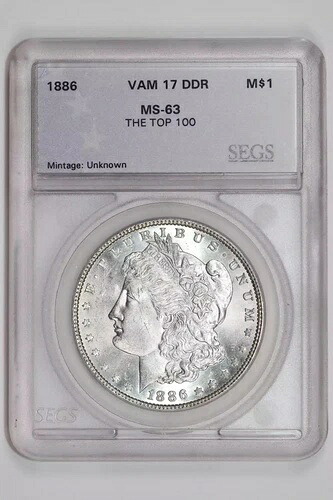 1886 VAM-17 ダブルダイ リバース トップ100 モルガン ダラー チョイス UNC+