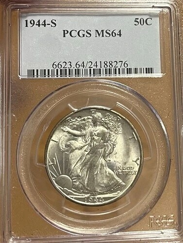 1944年 S PCGS MS64 ウォーキング・リバティ・ハーフダラー 45,045円