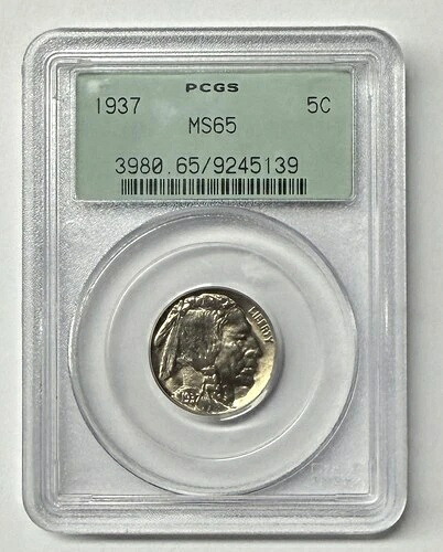 1937年 バッファローニッケル PCGS ラトラー MS 65