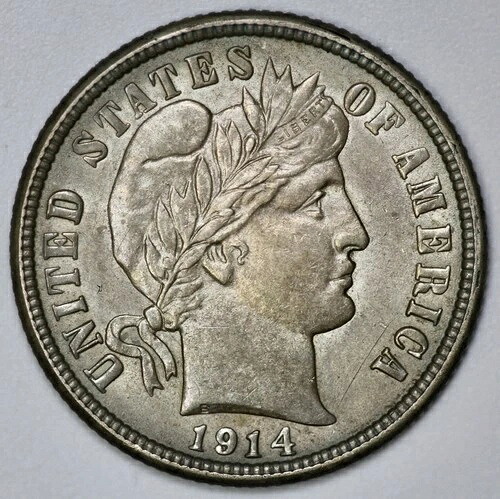 1914年バーバー10セント銀貨