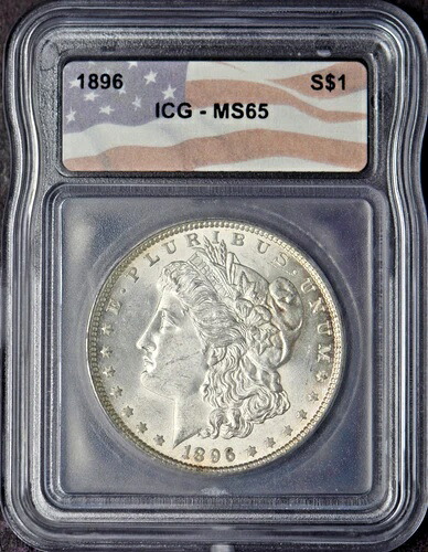 1896年モルガン銀貨 - ICG MS65 - 国旗ラベル - ?COINGIANTS?