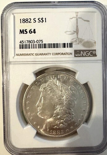 1882-S モルガン銀貨 NGC MS64 45,045円